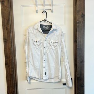 Wrangler Light Gray Button-Up Shirt